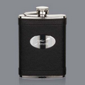 Hodge Hip Flask - 6oz Black/Stainless Plate